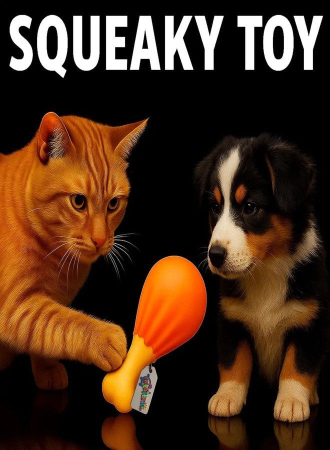 ويستيرن إرا لعبة فخذ دجاجة غربية تصدر صوتاً عند الضغط عليها | لعبة مضغ ناعمة من اللاتكس على شكل فخذ دجاجة للكلاب والجراء | لعبة مطاطية للعب الجلب، والتسنين، والمضغ، واللعب التفاعلي | لعبة حيوانات أليفة بتصميم كرتوني مع صفارة مدمجة - Image 2